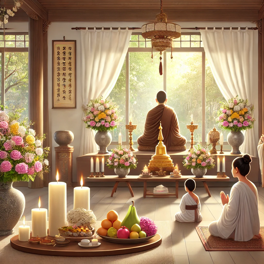 불교적인 분위기에서 49제를 지내는 사진