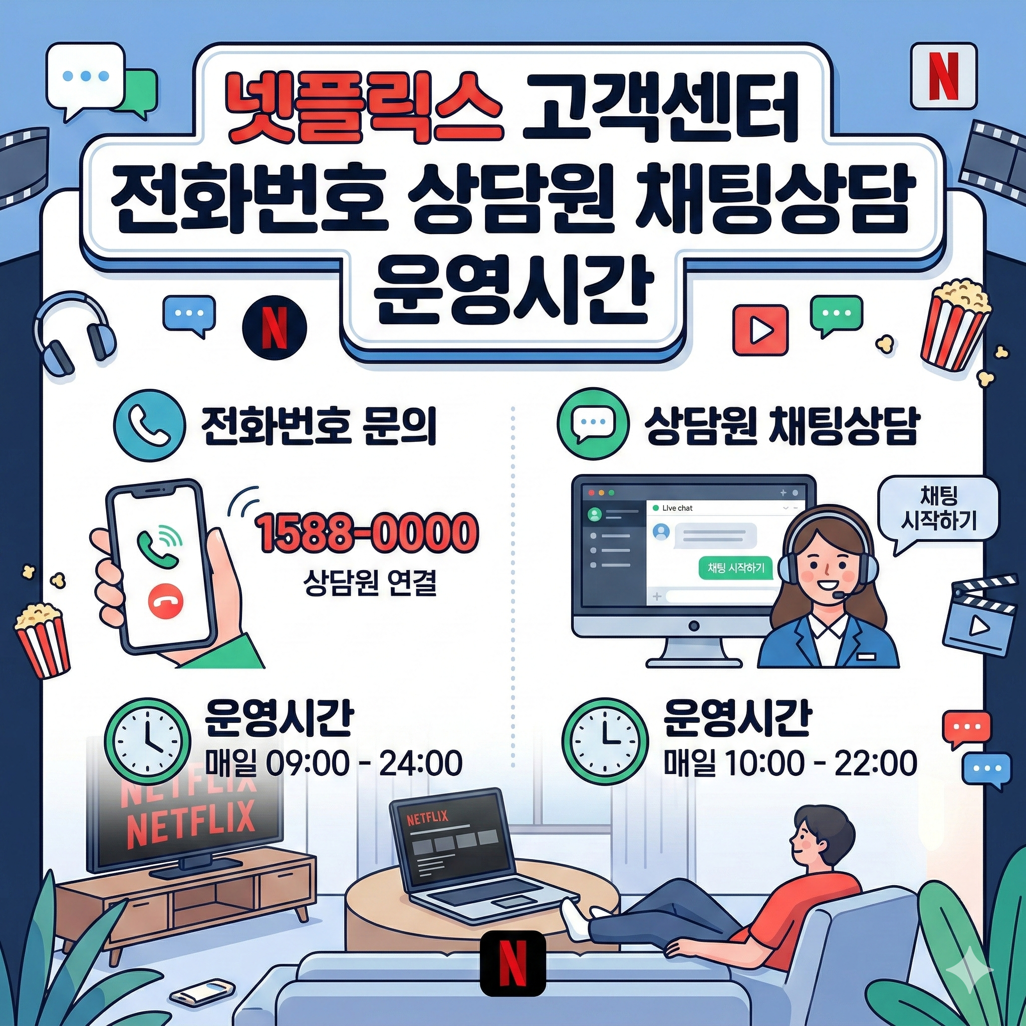 넷플릭스 고객센터 전화번호 상담원 채팅상담 운영시간 썸네일
