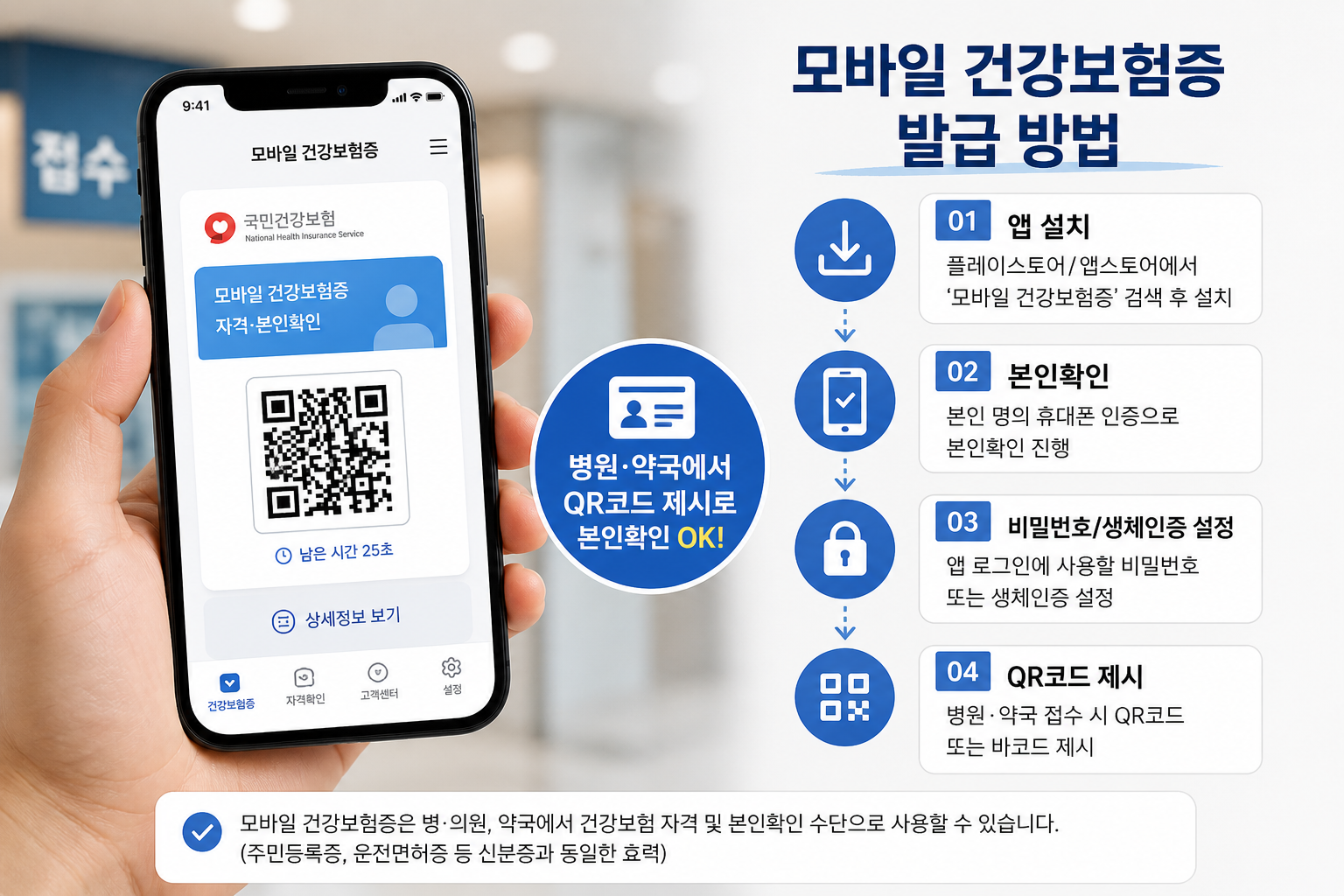 모바일 건강보험증 발급 받는 법 이미지 설명