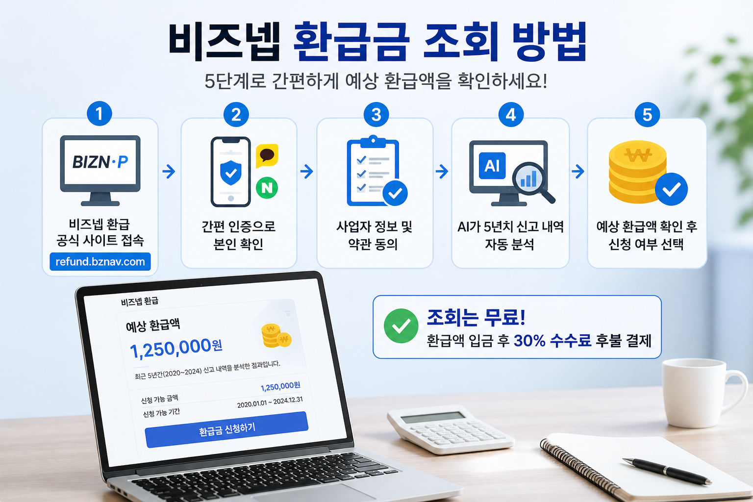 비즈넵 환급금 조회 정리 이미지
