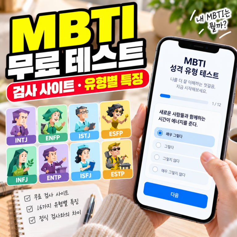 MBTI 테스트 무료 검사 사이트와 16가지 성격 유형별 특징 및 검사 방법 안내