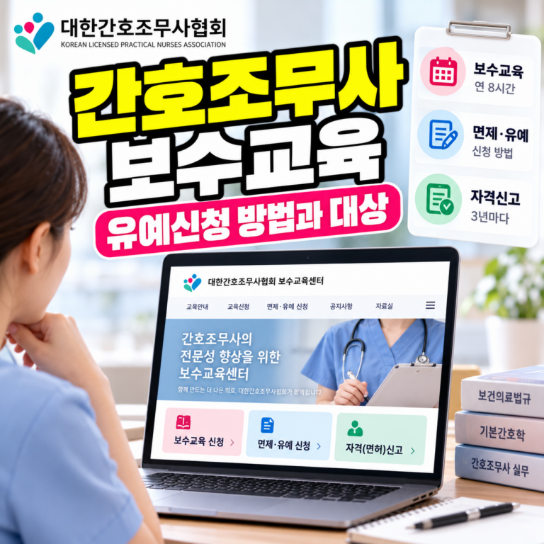 간호조무사협회 보수교육 및 자격신고 유예·면제 신청 방법과 대상자 안내