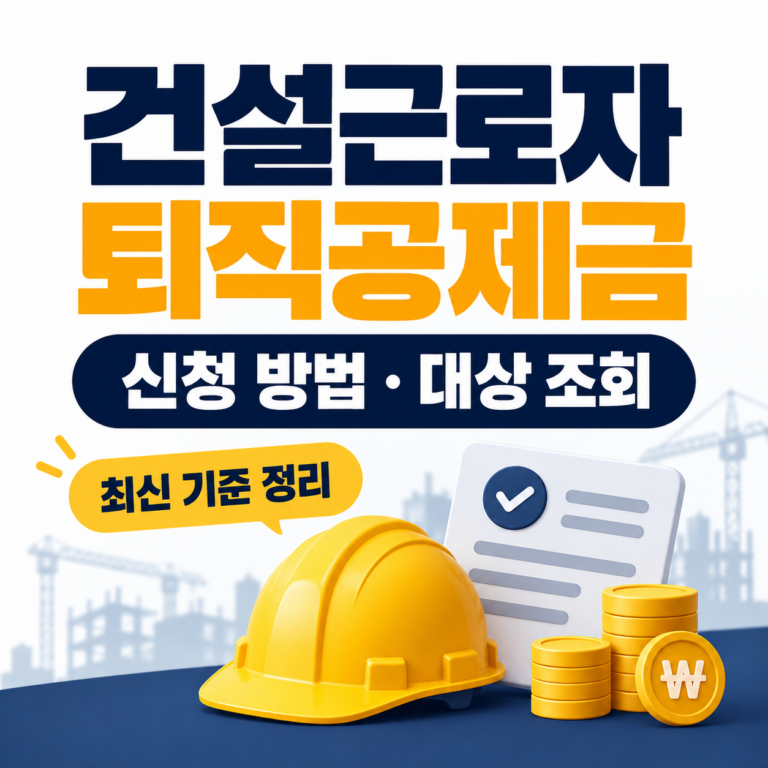 건설근로자 퇴직공제금 신청 방법 및 지급 대상 조회 안내 썸네일, 안전모와 신청서 이미지
