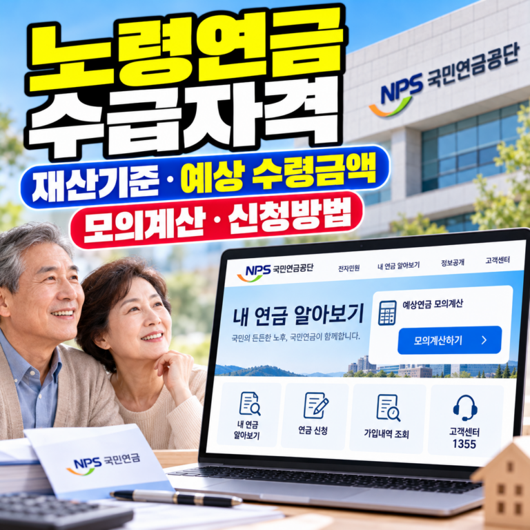2026년 노령연금 수급자격과 재산기준, 예상 수령금액 모의계산 및 신청 방법 안내