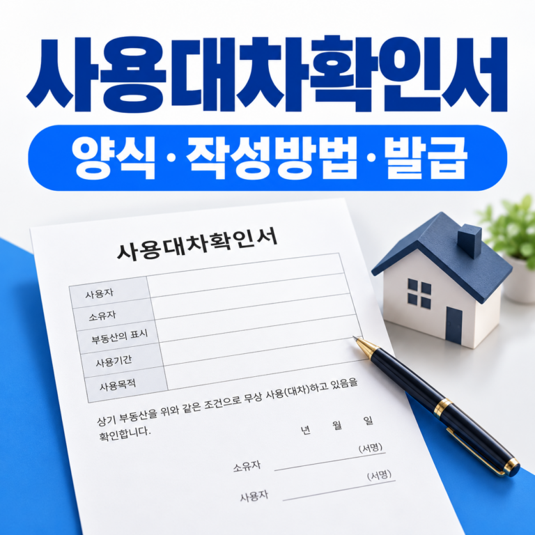 사용대차확인서 양식 다운로드 및 작성방법 안내 이미지, 무상 사용 확인서 서식과 작성 예시