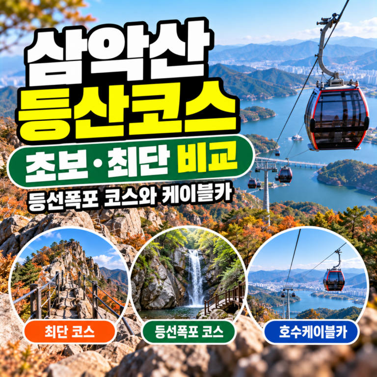 춘천 삼악산 등산코스 초보·최단 코스 비교와 등선폭포 등산로, 삼악산 호수케이블카 안내