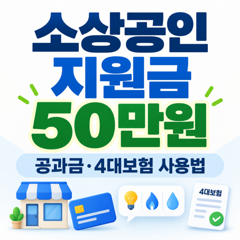 소상공인 지원금 50만원 공과금·4대보험 사용 방법을 안내하는 썸네일 이미지