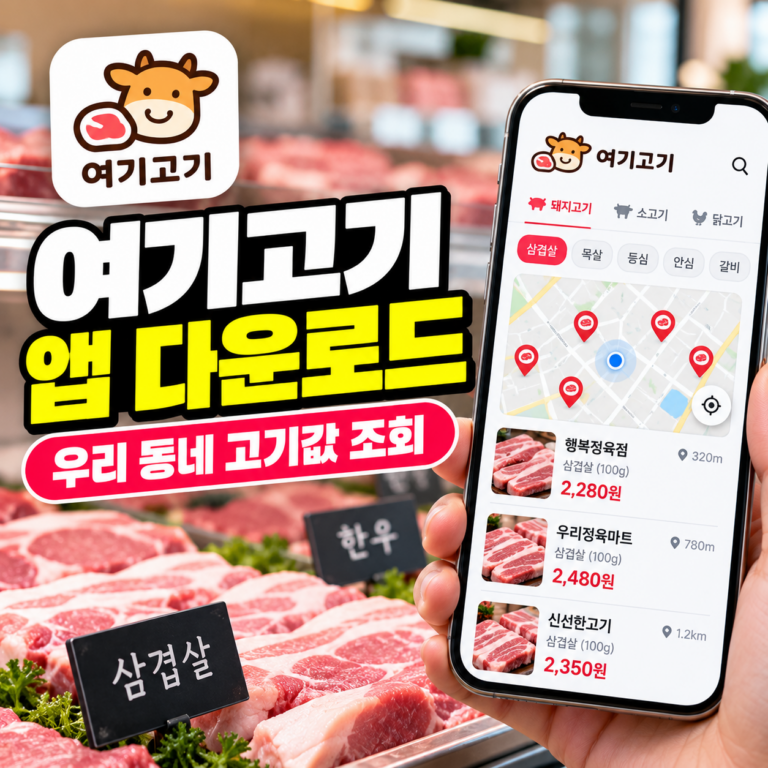 여기고기 앱 다운로드 방법과 우리 동네 정육점 삼겹살·한우 가격 비교 및 판매점 조회 안내