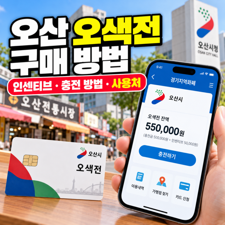 오산 오색전 인센티브 구매 방법과 경기지역화폐 앱 충전, 가맹점 사용처 조회 안내