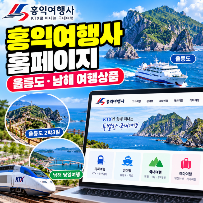 홍익여행사 홈페이지 바로가기 및 울릉도 2박3일과 남해 당일여행 패키지 상품 예약 안내